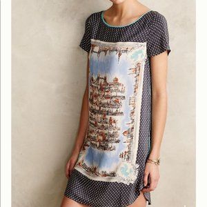 Anthropologie Around Town 100% Silk Tee Dress